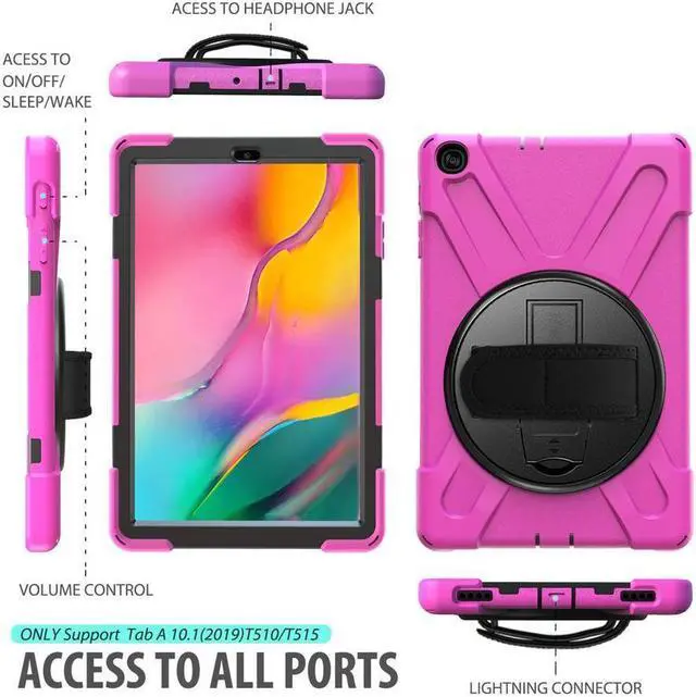 Alt view image 7 of 7 - BONAEVER For Samsung Galaxy Tab A 10.1 inch 2019 Case Model SM-T510 T515 T517 Shockproof Protective Cover with Hand Strap Stand Shoulder Strap