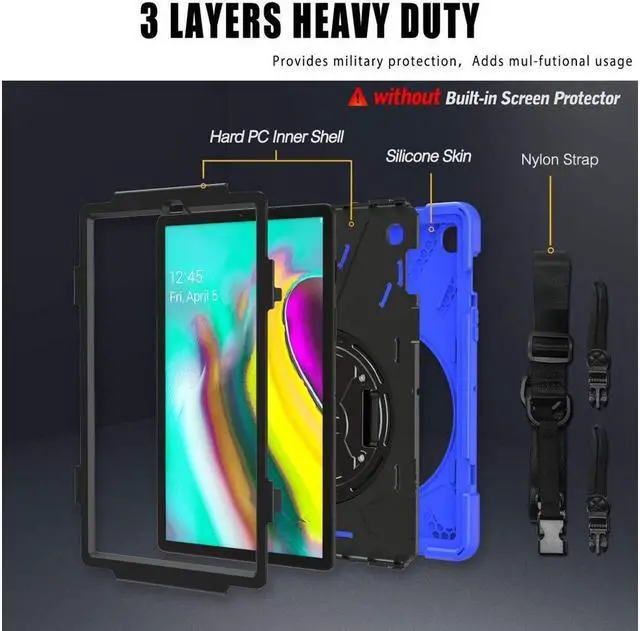 Alt view image 6 of 6 - BONAEVER For Samsung Galaxy Tab S5e 10.5 Inch 2019 SM-T720 T725 T727 Case Shockproof Cover with Hand Strap Stand and Shoulder Strap