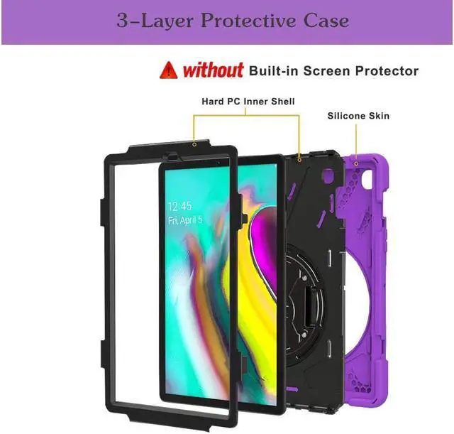 Alt view image 7 of 7 - BONAEVER For Samsung Galaxy Tab S5e 10.5 Inch 2019 SM-T720 T725 T727 Case Shockproof Cover with Hand Strap Stand and Shoulder Strap