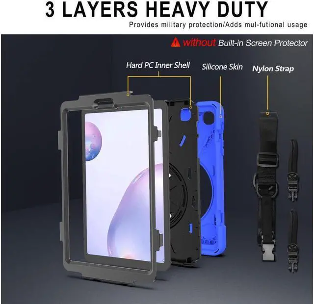 Alt view image 6 of 6 - BONAEVER Shockproof Case for Galaxy Tab A 8.4 Inch 2020 Model SM-T307 SM-T307U Verizon/T-Mobile/Sprint/AT&T Protective Stand Cover + H & Shoulder Strap