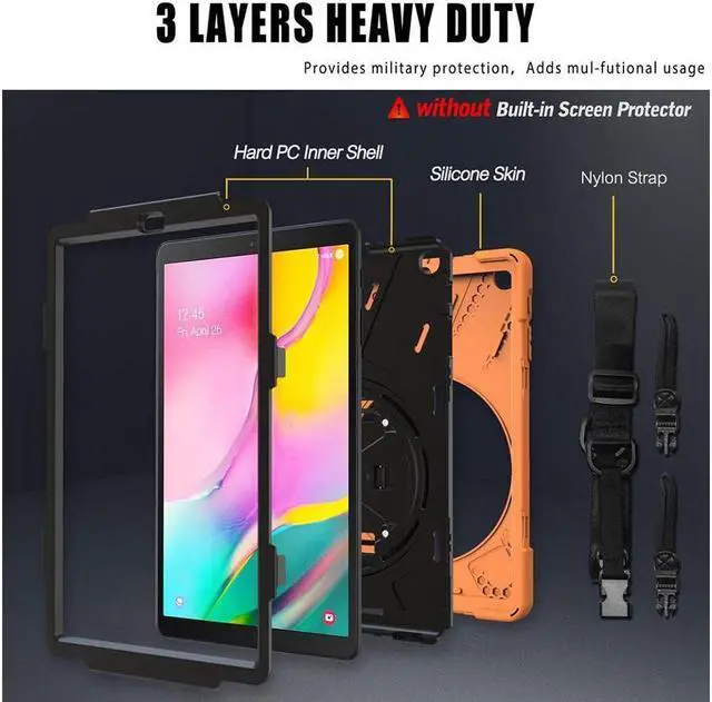 Alt view image 7 of 7 - BONAEVER For Samsung Galaxy Tab A 10.1 inch 2019 Case Model SM-T510 T515 T517 Shockproof Protective Cover with Hand Strap Stand Shoulder Strap