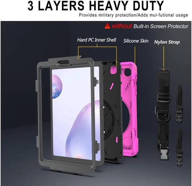 Alt view image 7 of 7 - BONAEVER Shockproof Case for Galaxy Tab A 8.4 Inch 2020 Model SM-T307 SM-T307U Verizon/T-Mobile/Sprint/AT&T Protective Stand Cover + H & Shoulder Strap