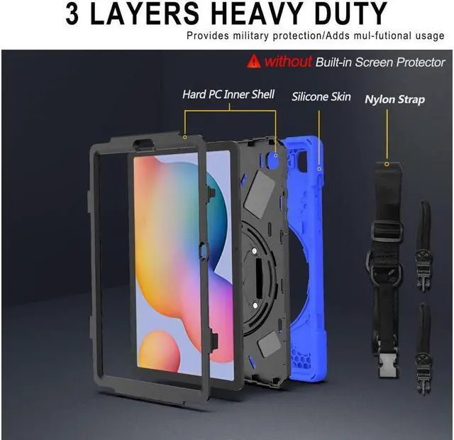 Alt view image 6 of 7 - BONAEVER Case for Samsung Galaxy Tab S6 Lite 10.4 inch 2020 2022 Model SM-P610 P613 P615 P619 Protective Cover with Pencil Stand and & Shoulder Strap