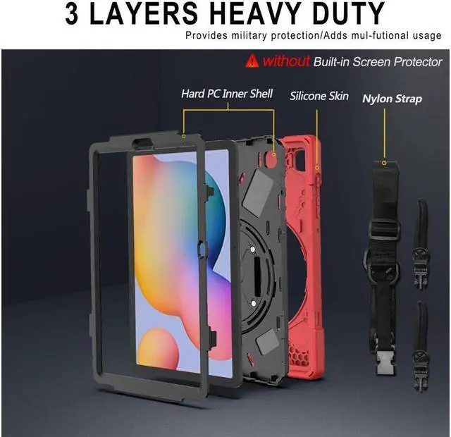 Alt view image 5 of 7 - BONAEVER Case for Samsung Galaxy Tab S6 Lite 10.4 inch 2020 2022 Model SM-P610 P613 P615 P619 Protective Cover with Pencil Stand and & Shoulder Strap