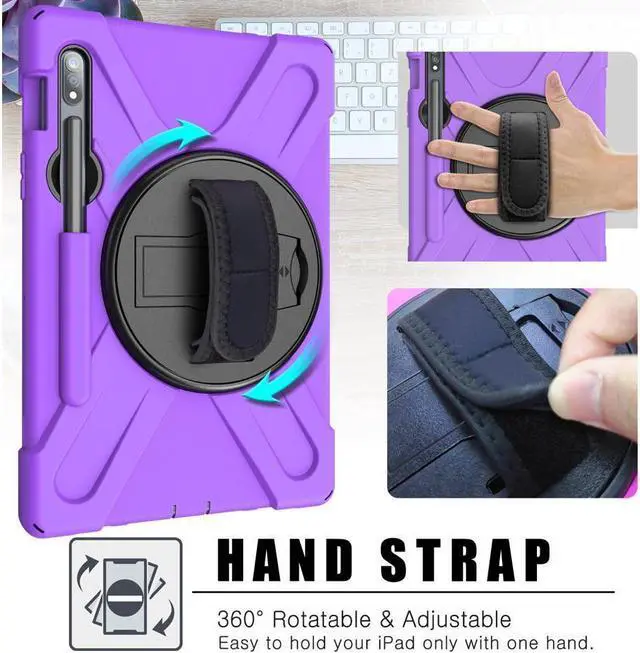 Alt view image 3 of 7 - BONAEVER For Galaxy Tab S8 2022 / Tab S7 2020 11 Inch Case SM-X700 SM-706 SM-T870 SM-T875 SM-T878 Shockproof Protective Cover with Pen Holder Shoulder Strap