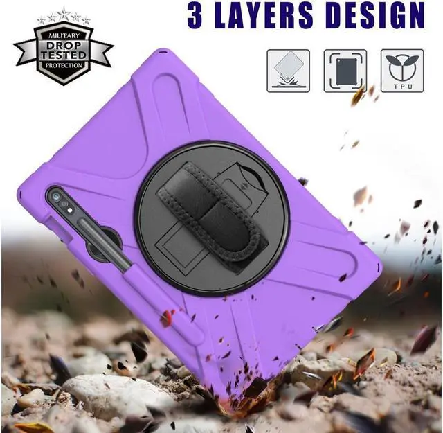 Alt view image 5 of 7 - BONAEVER For Galaxy Tab S8 2022 / Tab S7 2020 11 Inch Case SM-X700 SM-706 SM-T870 SM-T875 SM-T878 Shockproof Protective Cover with Pen Holder Shoulder Strap