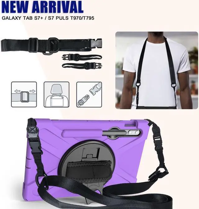 Alt view image 7 of 7 - BONAEVER For Galaxy Tab S8 2022 / Tab S7 2020 11 Inch Case SM-X700 SM-706 SM-T870 SM-T875 SM-T878 Shockproof Protective Cover with Pen Holder Shoulder Strap