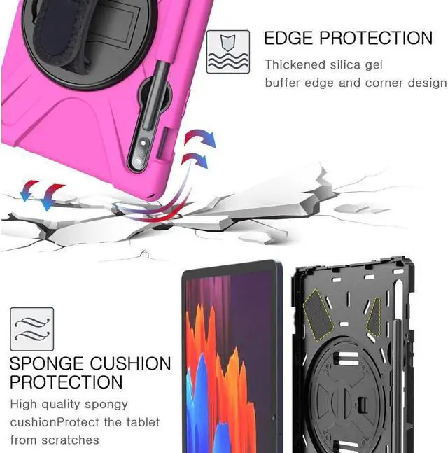 Alt view image 3 of 7 - BONAEVER For Galaxy Tab S8 2022 / Tab S7 2020 11 Inch Case SM-X700 SM-706 SM-T870 SM-T875 SM-T878 Shockproof Protective Cover with Pen Holder Shoulder Strap