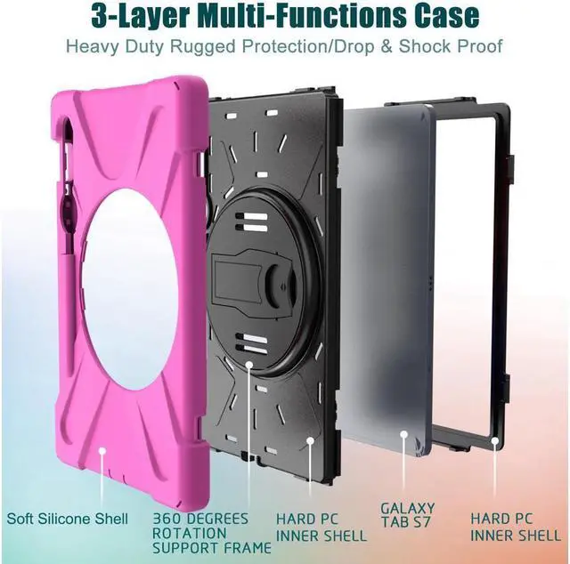 Alt view image 7 of 7 - BONAEVER For Galaxy Tab S8 2022 / Tab S7 2020 11 Inch Case SM-X700 SM-706 SM-T870 SM-T875 SM-T878 Shockproof Protective Cover with Pen Holder Shoulder Strap