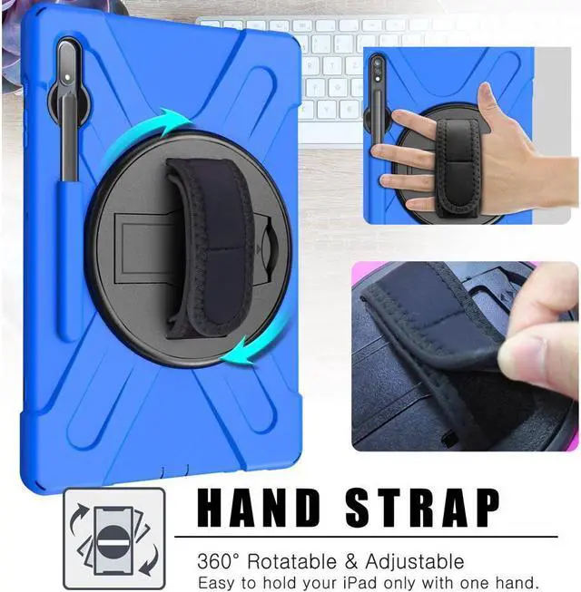 Alt view image 3 of 7 - BONAEVER For Galaxy Tab S8 Plus 2022 / S7 FE 2021 / S7 Plus 2020 12.4 inch Case SM-X800/X806/T730/T970/T975 Shockproof Cover with Pen Holder Shoulder Strap Stand