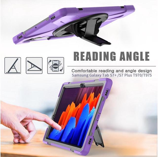Alt view image 2 of 7 - BONAEVER For Galaxy Tab S8 Plus 2022 / S7 FE 2021 / S7 Plus 2020 12.4 inch Case SM-X800/X806/T730/T970/T975 Shockproof Cover with Pen Holder Shoulder Strap Stand