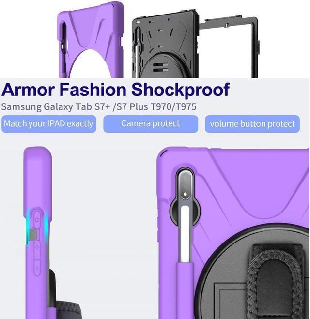 Alt view image 5 of 7 - BONAEVER For Galaxy Tab S8 Plus 2022 / S7 FE 2021 / S7 Plus 2020 12.4 inch Case SM-X800/X806/T730/T970/T975 Shockproof Cover with Pen Holder Shoulder Strap Stand