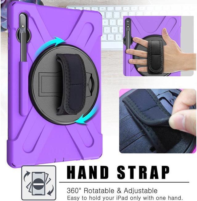 Alt view image 3 of 7 - BONAEVER For Galaxy Tab S8 Plus 2022 / S7 FE 2021 / S7 Plus 2020 12.4 inch Case SM-X800/X806/T730/T970/T975 Shockproof Cover with Pen Holder Shoulder Strap Stand