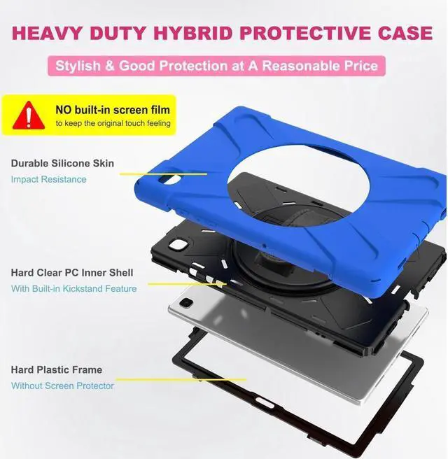 Alt view image 7 of 7 - BONAEVER For Samsung Galaxy Tab A7 10.4 inch 2022 2020 Case SM-T500 SM-T505 SM-T507 SM-T503 SM-509 Shockproof Protective Cover with Hand Strap Stand and Shoulder Strap