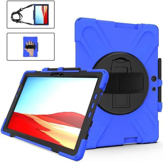 Main image of BONAEVER For Microsoft Surface Pro X 13 inch Case Shockproof Protective Cover with Pen Holder Hand Strap Rotating Stand and Shoulder Strap