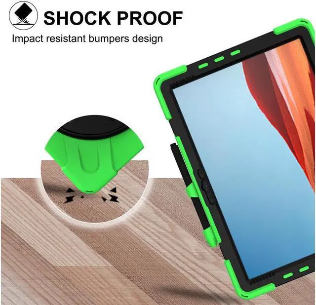 Alt view image 5 of 7 - BONAEVER For Microsoft Surface Pro X 13 inch Case Shockproof Protective Cover with Pen Holder Hand Strap Rotating Stand and Shoulder Strap