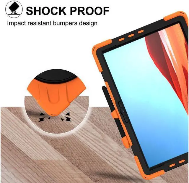 Alt view image 2 of 7 - BONAEVER For Microsoft Surface Pro X 13 inch Case Shockproof Protective Cover with Pen Holder Hand Strap Rotating Stand and Shoulder Strap