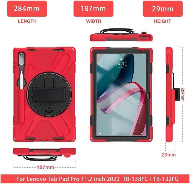 Alt view image 7 of 7 - BONAEVER Case for Lenovo Tab P11 Pro 2nd Gen 11.2 inch 2022 Model TB-132FU TB-138FC with Pencil Holder Stand and & Shoulder Strap Protective Cover