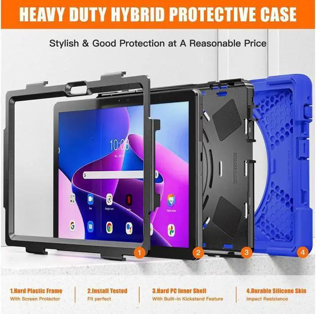 Alt view image 5 of 7 - BONAEVER Case for Lenovo Tab M10 3rd Gen 10.1 inch 2022 Model TB-328FU TB-328XU with Pencil Holder Stand and & Shoulder Strap Protective Cover