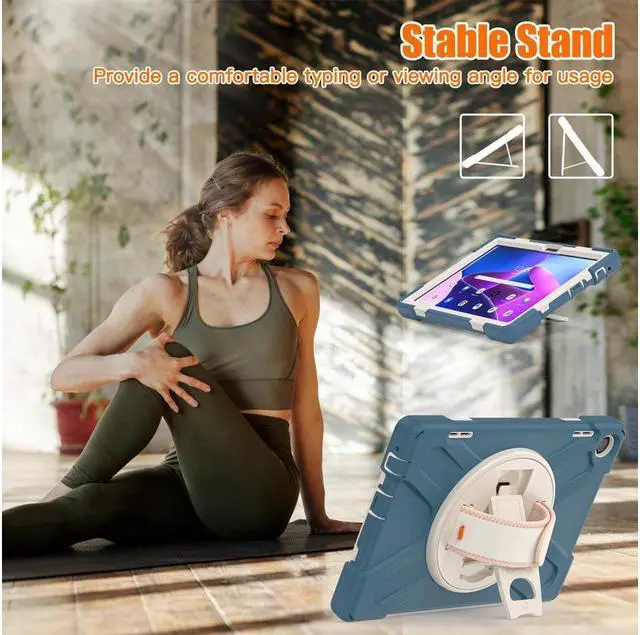 Alt view image 2 of 7 - BONAEVER Case for Lenovo Tab M10 3rd Gen 10.1 inch 2022 Model TB-328FU TB-328XU with Pencil Holder Stand and & Shoulder Strap Protective Cover
