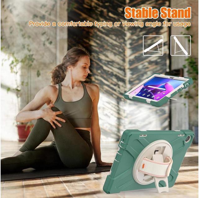 Alt view image 2 of 7 - BONAEVER Case for Lenovo Tab M10 3rd Gen 10.1 inch 2022 Model TB-328FU TB-328XU with Pencil Holder Stand and & Shoulder Strap Protective Cover