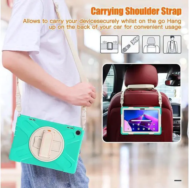Alt view image 3 of 7 - BONAEVER Case for Lenovo Tab M10 3rd Gen 10.1 inch 2022 Model TB-328FU TB-328XU with Pencil Holder Stand and & Shoulder Strap Protective Cover