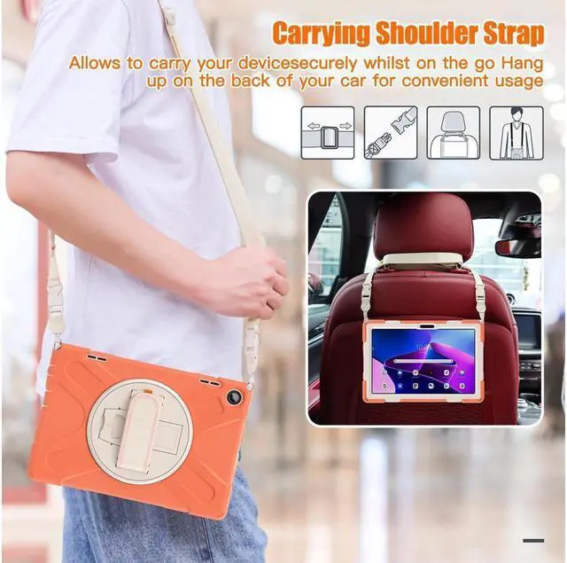 Alt view image 3 of 7 - BONAEVER Case for Lenovo Tab M10 3rd Gen 10.1 inch 2022 Model TB-328FU TB-328XU with Pencil Holder Stand and & Shoulder Strap Protective Cover