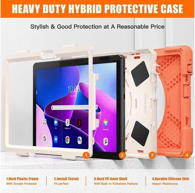 Alt view image 5 of 7 - BONAEVER Case for Lenovo Tab M10 3rd Gen 10.1 inch 2022 Model TB-328FU TB-328XU with Pencil Holder Stand and & Shoulder Strap Protective Cover