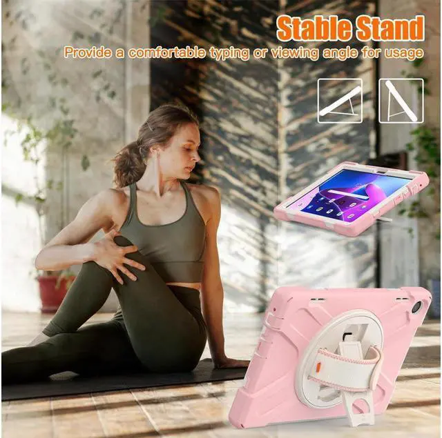 Alt view image 2 of 7 - BONAEVER Case for Lenovo Tab M10 3rd Gen 10.1 inch 2022 Model TB-328FU TB-328XU with Pencil Holder Stand and & Shoulder Strap Protective Cover