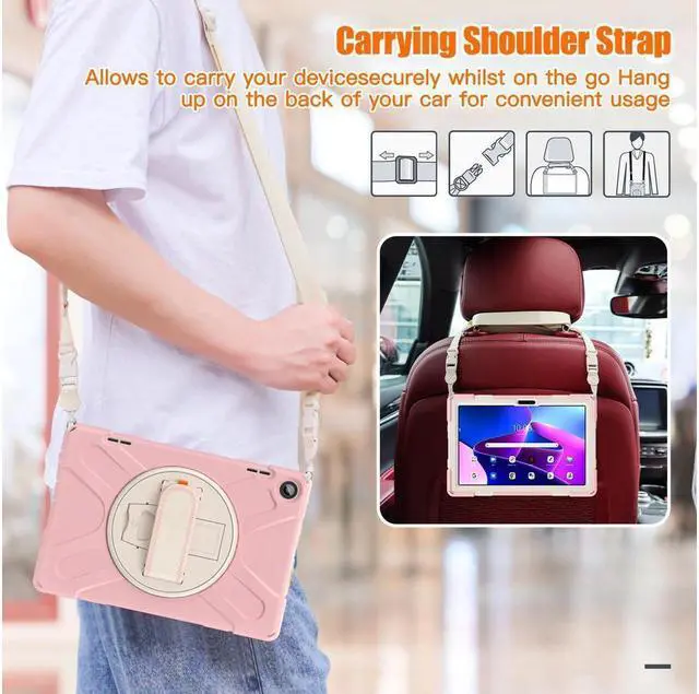Alt view image 3 of 7 - BONAEVER Case for Lenovo Tab M10 3rd Gen 10.1 inch 2022 Model TB-328FU TB-328XU with Pencil Holder Stand and & Shoulder Strap Protective Cover