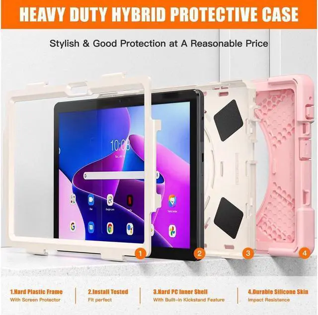 Alt view image 5 of 7 - BONAEVER Case for Lenovo Tab M10 3rd Gen 10.1 inch 2022 Model TB-328FU TB-328XU with Pencil Holder Stand and & Shoulder Strap Protective Cover