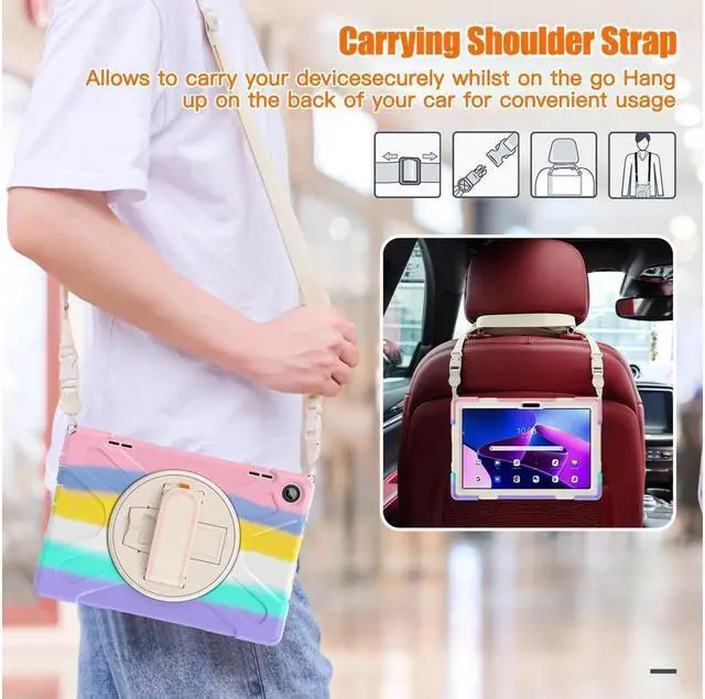 Alt view image 4 of 7 - BONAEVER Case for Lenovo Tab M10 3rd Gen 10.1 inch 2022 Model TB-328FU TB-328XU with Pencil Holder Stand and & Shoulder Strap Protective Cover
