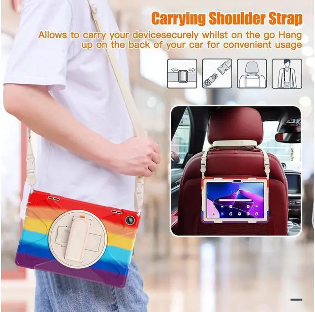 Alt view image 3 of 7 - BONAEVER Case for Lenovo Tab M10 3rd Gen 10.1 inch 2022 Model TB-328FU TB-328XU with Pencil Holder Stand and & Shoulder Strap Protective Cover