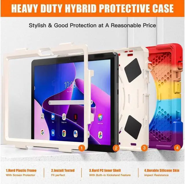 Alt view image 7 of 7 - BONAEVER Case for Lenovo Tab M10 3rd Gen 10.1 inch 2022 Model TB-328FU TB-328XU with Pencil Holder Stand and & Shoulder Strap Protective Cover