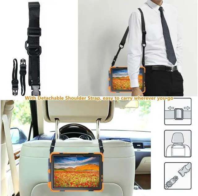 Alt view image 4 of 6 - BONAEVER Case for Lenovo Tab M10 HD 2nd Generation 2020 10.1 Inch TB-X306F / TB-X306X Shoockproof Cover with Hand Strap Stand and Shoulder Belt