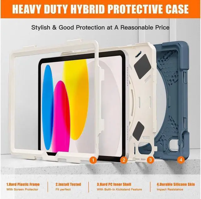 Alt view image 5 of 7 - BONAEVER For iPad (A16) 11th Generation 11 Inch 2025, iPad 10th Generation 10.9 inch 2022 Shockproof Cover with Pencil Holder Shoulder Strap Stand