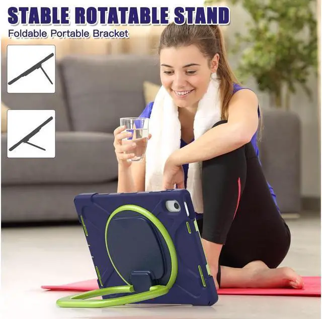 Alt view image 5 of 7 - BONAEVER Case for iPad 10th Generation 2022 10.9 Inch Model A2696 A2757 A2777 Rugged Shockproo cover with Pencil Holder/360 Degree Stand and /H Grip/Shoulder Strap