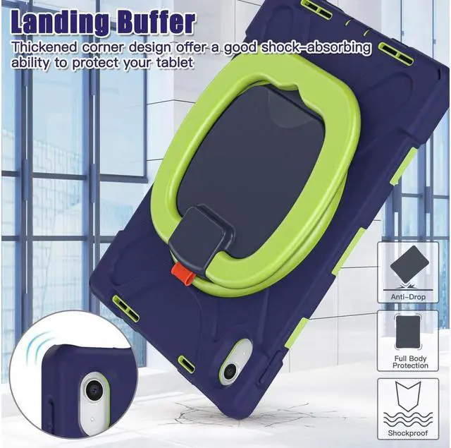 Alt view image 6 of 7 - BONAEVER Case for iPad 10th Generation 2022 10.9 Inch Model A2696 A2757 A2777 Rugged Shockproo cover with Pencil Holder/360 Degree Stand and /H Grip/Shoulder Strap