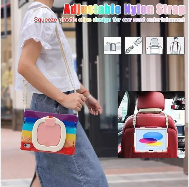 Alt view image 4 of 7 - BONAEVER Case for iPad 10th Generation 2022 10.9 Inch Model A2696 A2757 A2777 Rugged Shockproo cover with Pencil Holder/360 Degree Stand and /H Grip/Shoulder Strap