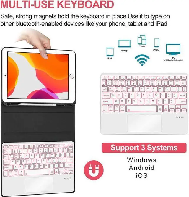 Alt view image 2 of 7 - BONAEVER Touchpad Keyboard Case For iPad (A16) 11th Generation 11 Inch 2025, iPad 10th Generation 10.9 inch 2022 with Backlit Trackpad Stand Cover with Wireless Keyboard Pencil Holder