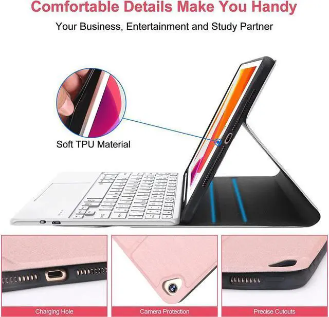 Alt view image 5 of 7 - BONAEVER Touchpad Keyboard Case For iPad (A16) 11th Generation 11 Inch 2025, iPad 10th Generation 10.9 inch 2022 with Backlit Trackpad Stand Cover with Wireless Keyboard Pencil Holder