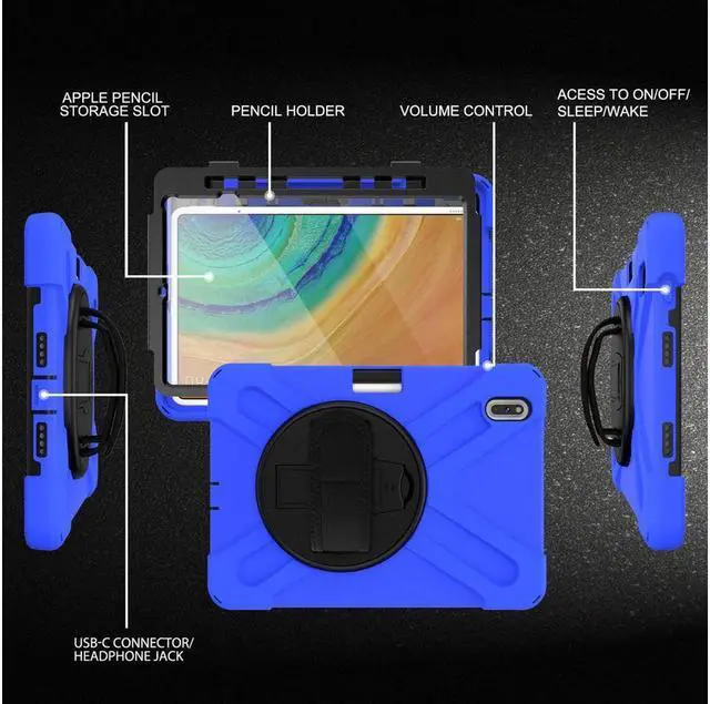 Alt view image 6 of 7 - BONAEVER Case for Huawei MatePad Pro 10.8 Inch Shockproof Rugged Protective Cover with Stand and / Pencil Holder / Hand Strap / Shoulder Strap