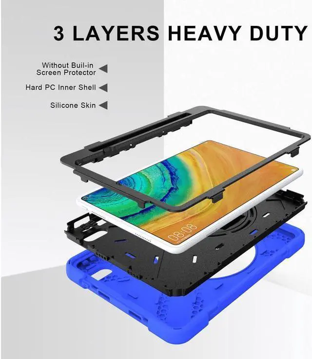 Alt view image 7 of 7 - BONAEVER Case for Huawei MatePad Pro 10.8 Inch Shockproof Rugged Protective Cover with Stand and / Pencil Holder / Hand Strap / Shoulder Strap