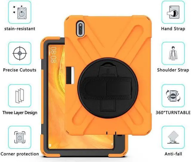 Alt view image 5 of 7 - BONAEVER Case for Huawei MatePad Pro 10.8 Inch Shockproof Rugged Protective Cover with Stand and / Pencil Holder / Hand Strap / Shoulder Strap