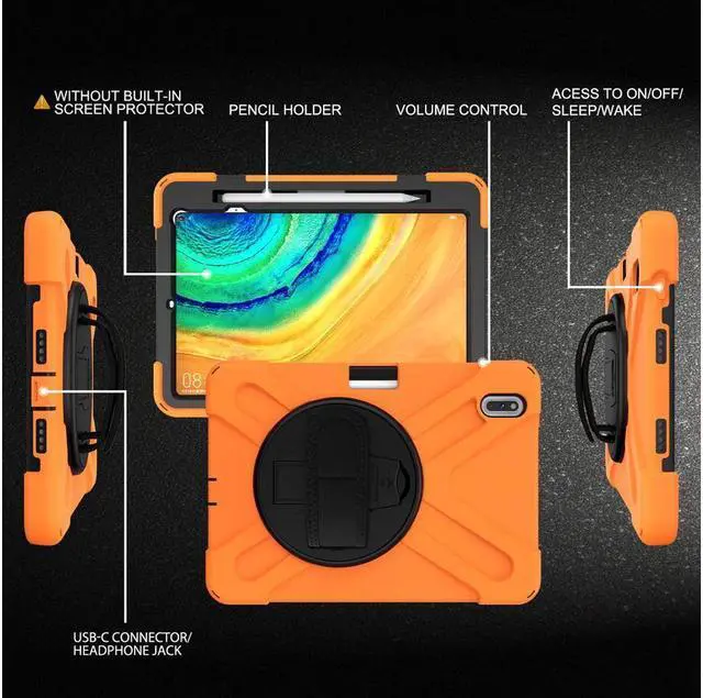 Alt view image 7 of 7 - BONAEVER Case for Huawei MatePad Pro 10.8 Inch Shockproof Rugged Protective Cover with Stand and / Pencil Holder / Hand Strap / Shoulder Strap