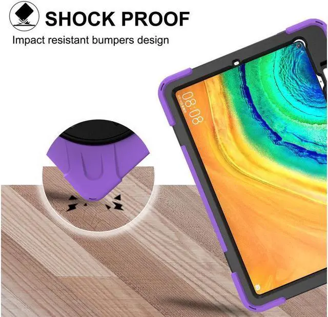 Alt view image 6 of 7 - BONAEVER Case for Huawei MatePad Pro 10.8 Inch Shockproof Rugged Protective Cover with Stand and / Pencil Holder / Hand Strap / Shoulder Strap