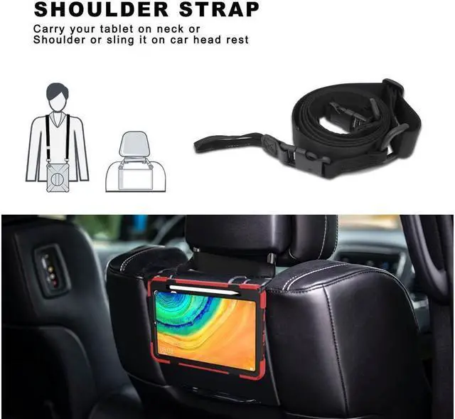 Alt view image 4 of 7 - BONAEVER Case for Huawei MatePad Pro 10.8 Inch Shockproof Rugged Protective Cover with Stand and / Pencil Holder / Hand Strap / Shoulder Strap