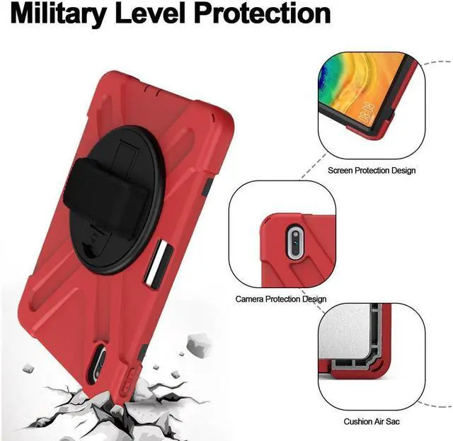 Alt view image 7 of 7 - BONAEVER Case for Huawei MatePad Pro 10.8 Inch Shockproof Rugged Protective Cover with Stand and / Pencil Holder / Hand Strap / Shoulder Strap