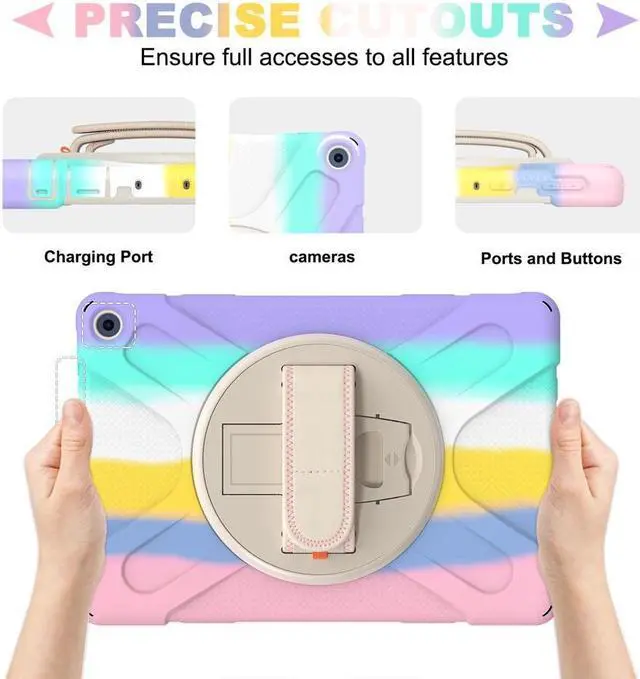 Alt view image 2 of 7 - BONAEVER For Amazon Kindle Fire HD 10 / Fire HD 10 Plus 11th Generation 2021 Case Shockproof Cover with Pencil Holder Stand and & Shoulder Strap