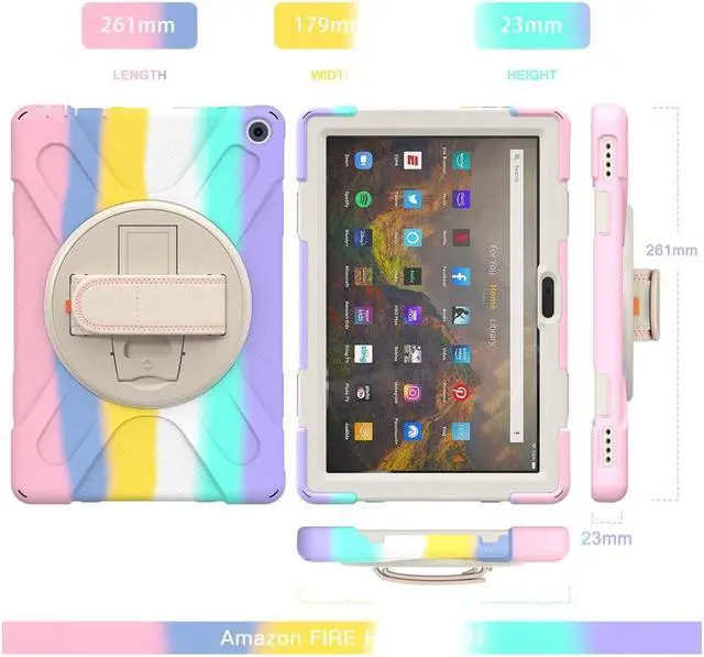 Alt view image 6 of 7 - BONAEVER For Amazon Kindle Fire HD 10 / Fire HD 10 Plus 11th Generation 2021 Case Shockproof Cover with Pencil Holder Stand and & Shoulder Strap
